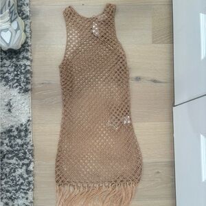 SONG OF STYLE CROCHET FRINGE COVER UP XS NWT